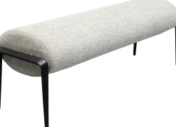 Ławka do przedpokoju jasnoszara z czarnymi stalowymi nogami 130 cm