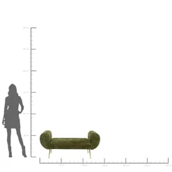 Ławka do przedpokoju zielona tapicerowana nogi złote 140 cm