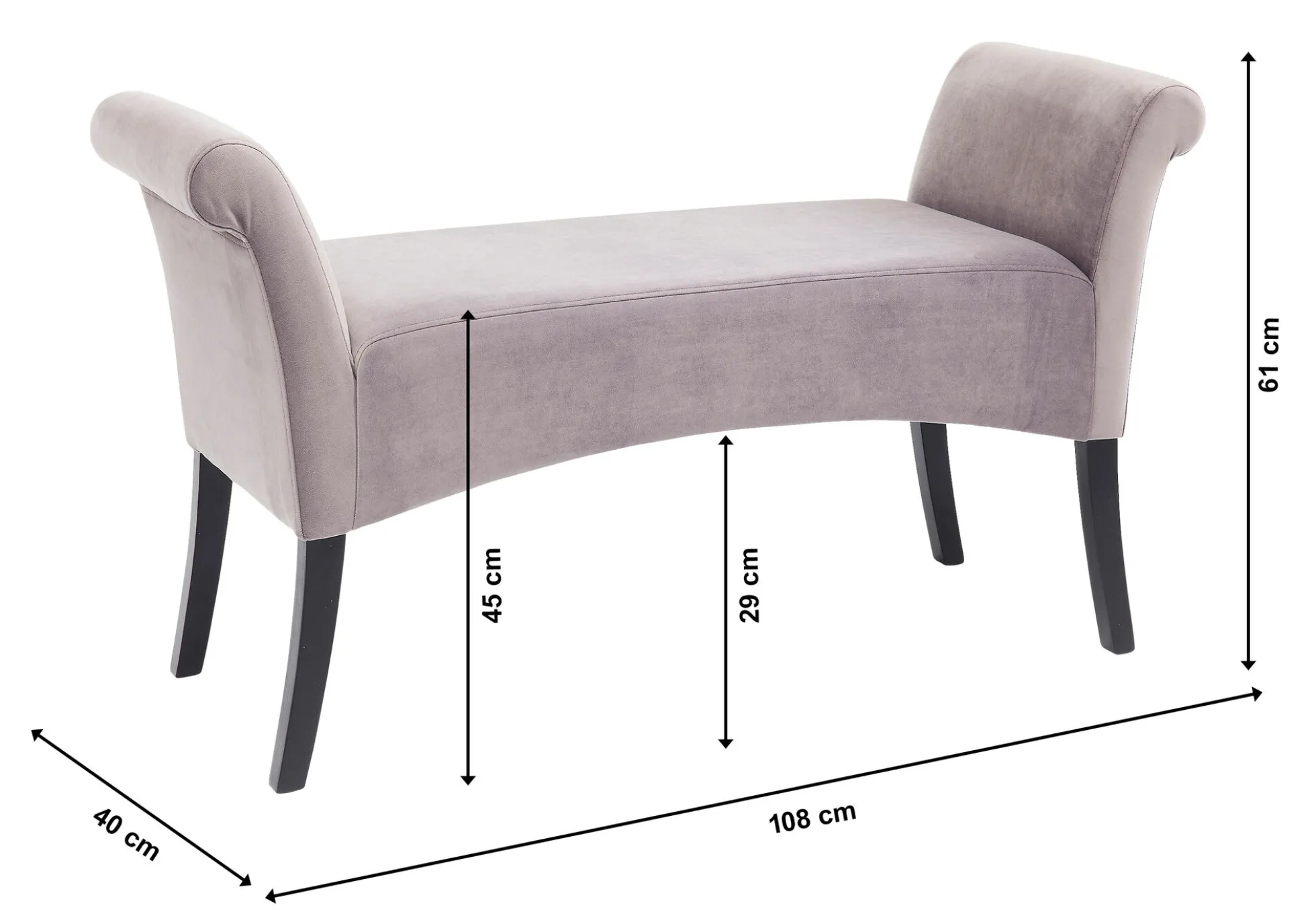 Ławka Motley Velvet 110x61 cm srebrnoszara