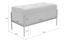 Ławka ze schowkiem Buttons Storage 80x43 cm czarno-biała