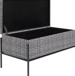 Ławka ze schowkiem Buttons Storage 80x43 cm czarno-biała
