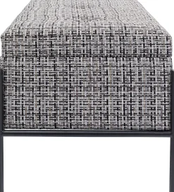 Ławka ze schowkiem Buttons Storage 80x43 cm czarno-biała