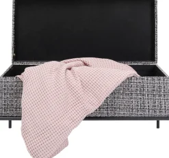 Ławka ze schowkiem Buttons Storage 80x43 cm czarno-biała