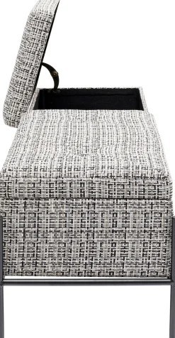 Ławka ze schowkiem Buttons Storage 120x43 cm czarno-biała