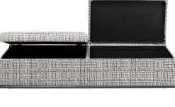 Ławka ze schowkiem Buttons Storage 120x43 cm czarno-biała