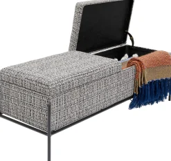 Ławka ze schowkiem Buttons Storage 120x43 cm czarno-biała