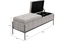 Ławka ze schowkiem Buttons Storage 120x43 cm czarno-biała