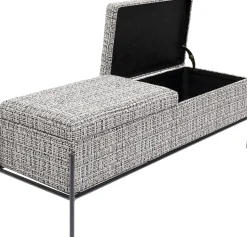 Ławka ze schowkiem Buttons Storage 120x43 cm czarno-biała