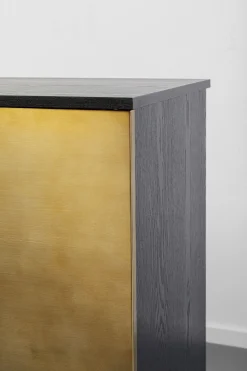 Barek z blatem czarno-złoty front stal nierdzewna 120x105 cm