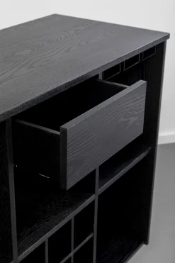 Barek z blatem czarno-złoty front stal nierdzewna 120x105 cm