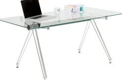 Biurko Officia 160x80 cm transparentne blat szklany