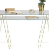 Biurko Polar 135x65 cm szkło hartowane - nogi złote