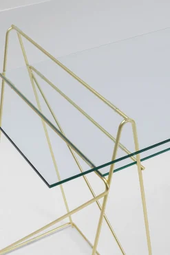 Biurko Polar 135x65 cm szkło hartowane - nogi złote