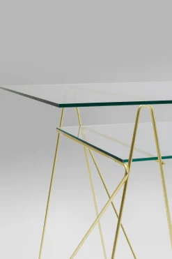 Biurko Polar 135x65 cm szkło hartowane - nogi złote