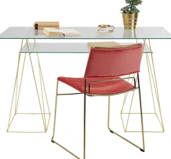 Biurko Polar 135x65 cm szkło hartowane - nogi złote