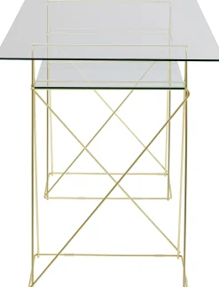 Biurko Polar 135x65 cm szkło hartowane - nogi złote