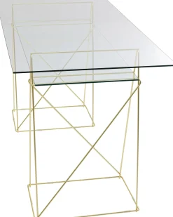 Biurko Polar 135x65 cm szkło hartowane - nogi złote