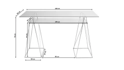 Biurko Polar 135x65 cm szkło hartowane - nogi złote