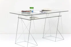 Biurko Polar 135x65 cm transparentne blat 8 mm