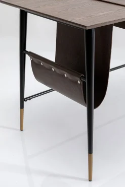 Biurko z szufladą brązowe MDF 153x71 cm skóra naturalna