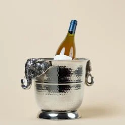 Cooler do wina lub szampana srebrny z aluminium motyw słonia 4,5 L