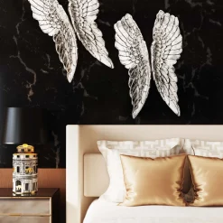 Dekoracja ścienna Angel Wings 61x106 cm srebrna