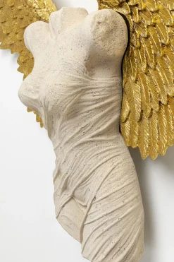 Dekoracja ścienna anioł stróż złote skrzydła kobieta 124x71 cm