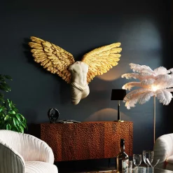 Dekoracja ścienna anioł stróż złote skrzydła 124x71 cm