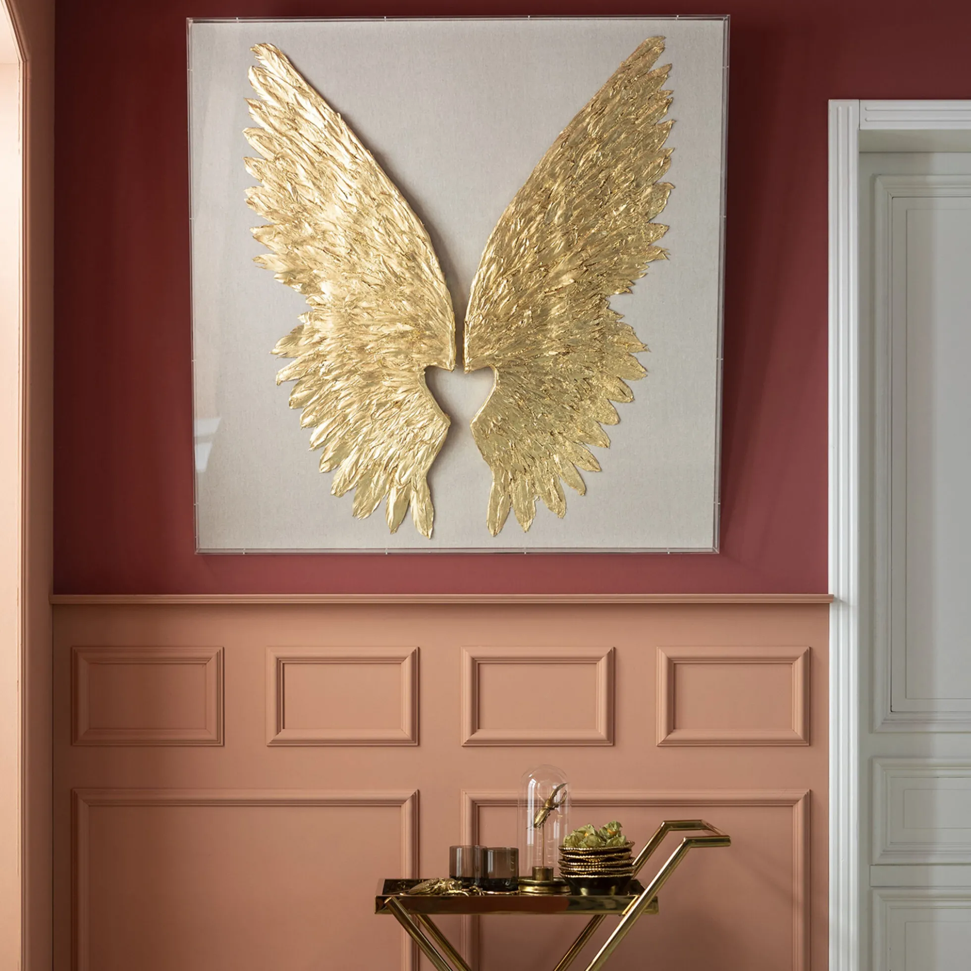 Dekoracja ścienna Wings 120x120 cm złota