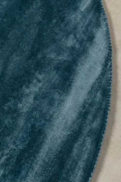 Dywan okrągły bawełna i wiskoza niebieski ocean Ø200 cm