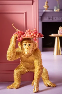 Figurka dekoracyjna Butler Playing Chimp 45x52 cm złota