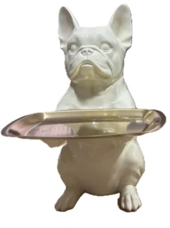Figurka dekoracyjna Dining Dog kremowa 28cm