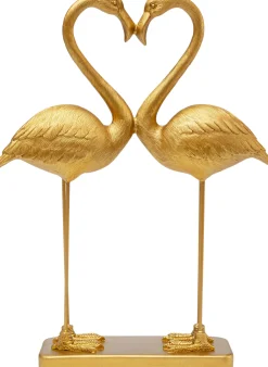 Figurka dekoracyjna Flamingo Love 30x39 cm złota