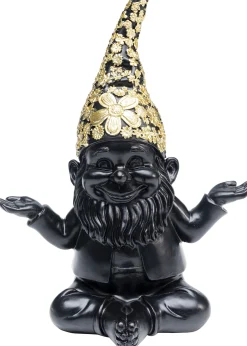 Figurka dekoracyjna Gnome Meditation 15x19 cm czarno-złota