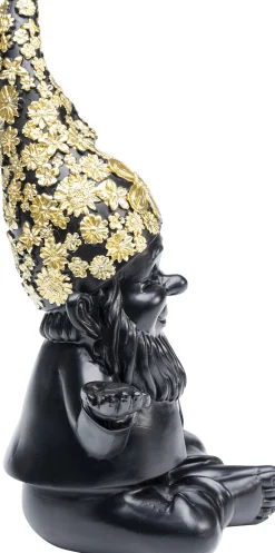 Figurka dekoracyjna Gnome Meditation 15x19 cm czarno-złota