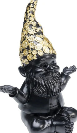 Figurka dekoracyjna Gnome Meditation 15x19 cm czarno-złota