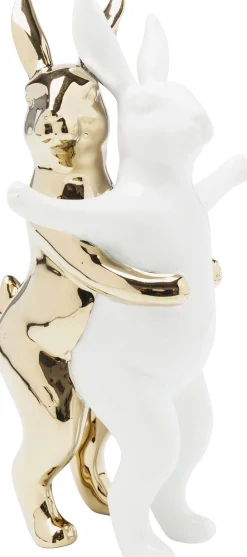 Figurka dekoracyjna Hugging Rabbits 15x25 cm biało-złota