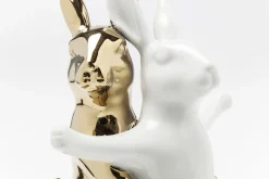 Figurka dekoracyjna Hugging Rabbits 15x25 cm biało-złota