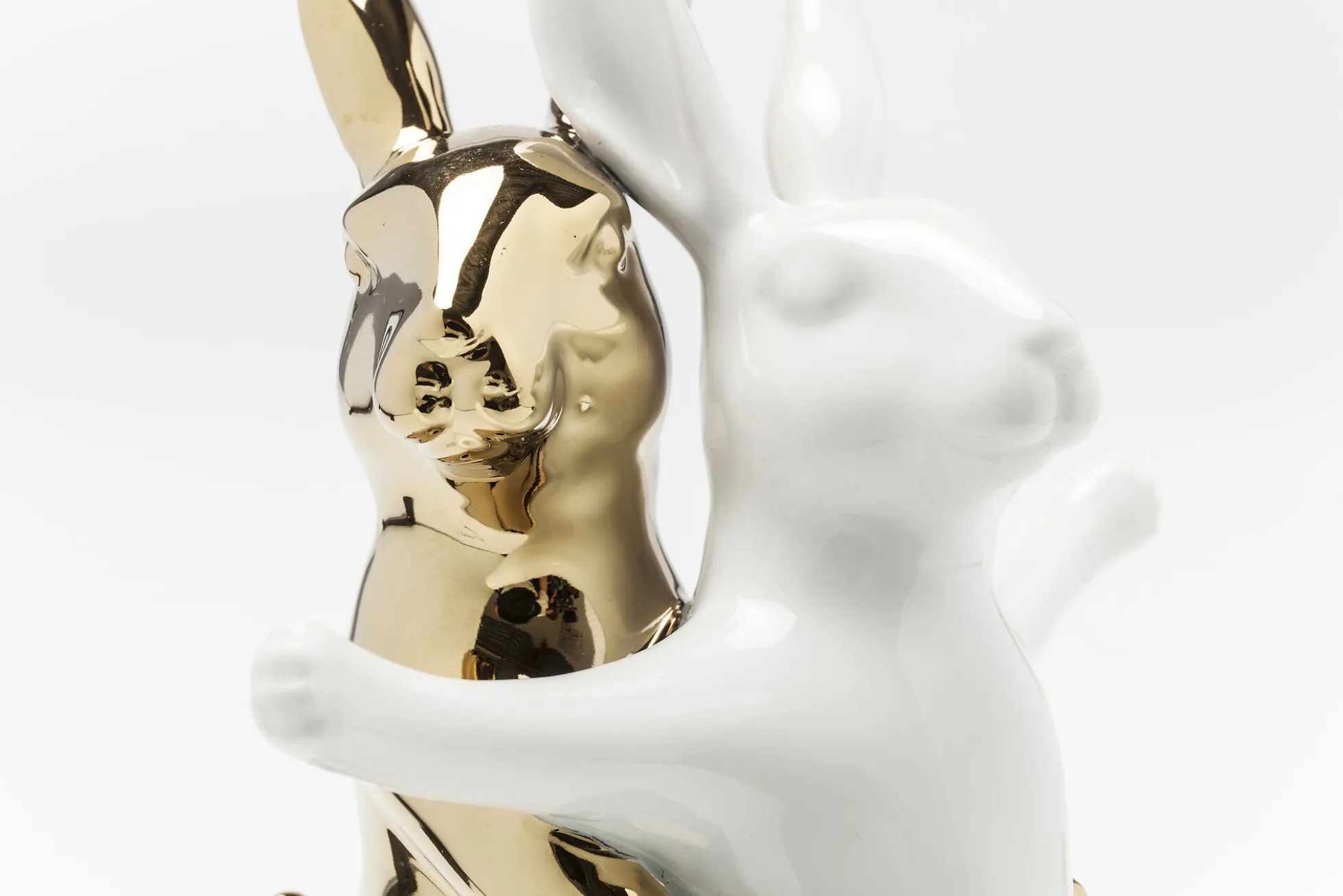 Figurka dekoracyjna Hugging Rabbits 15x25 cm biało-złota