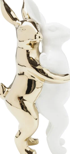 Figurka dekoracyjna Hugging Rabbits 15x25 cm biało-złota