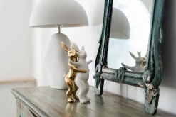Figurka dekoracyjna Hugging Rabbits 15x25 cm biało-złota