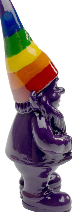 Figurka dekoracyjna krasnal fioletowy czapka kolorowa 11 cm