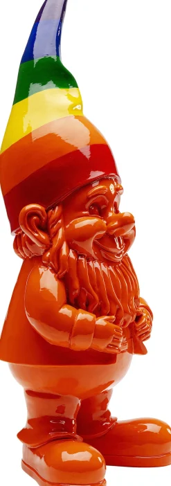 Figurka dekoracyjna krasnal pomarańczowy czapka kolorowa 46 cm