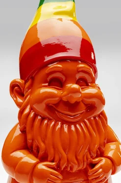 Figurka dekoracyjna krasnal pomarańczowy czapka kolorowa 46 cm