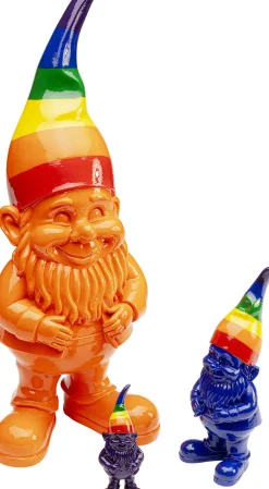 Figurka dekoracyjna krasnal pomarańczowy czapka kolorowa 46 cm