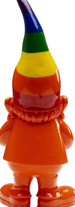 Figurka dekoracyjna krasnal pomarańczowy czapka kolorowa 46 cm