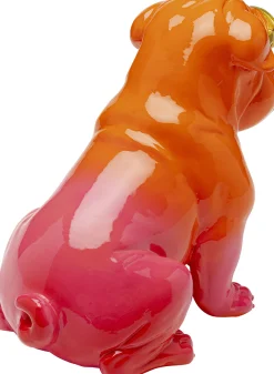 Figurka dekoracyjna modny pies pomarańczowo-różowa 20x17 cm