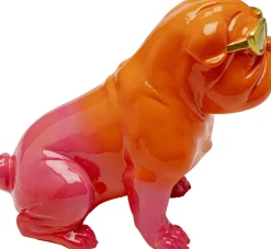 Figurka dekoracyjna modny pies pomarańczowo-różowa 20x17 cm