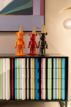 Figurka dekoracyjna pomarańczowa miś i lód 16x40 cm
