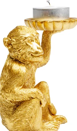 Figurka dekoracyjna ze świecznikiem na telighty Monkey 11x11 cm złota